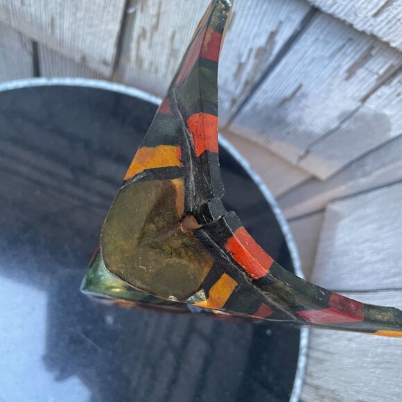 Warrior Chief Totem Mayan Aztec Face Mask Hand Carved Wooden Painted - Picture 3 of 6